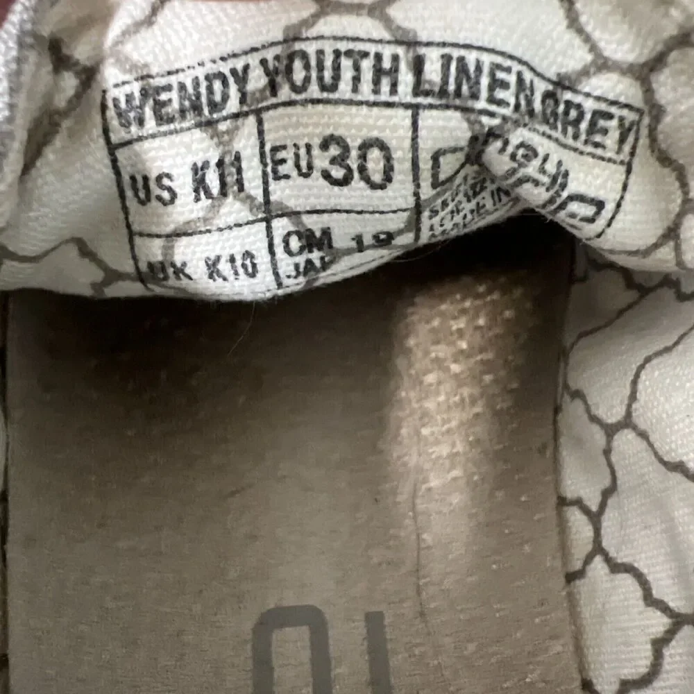 Hey Dude Linen Gray Wendy Youth Size K11 Slip On Sneaker Shoes